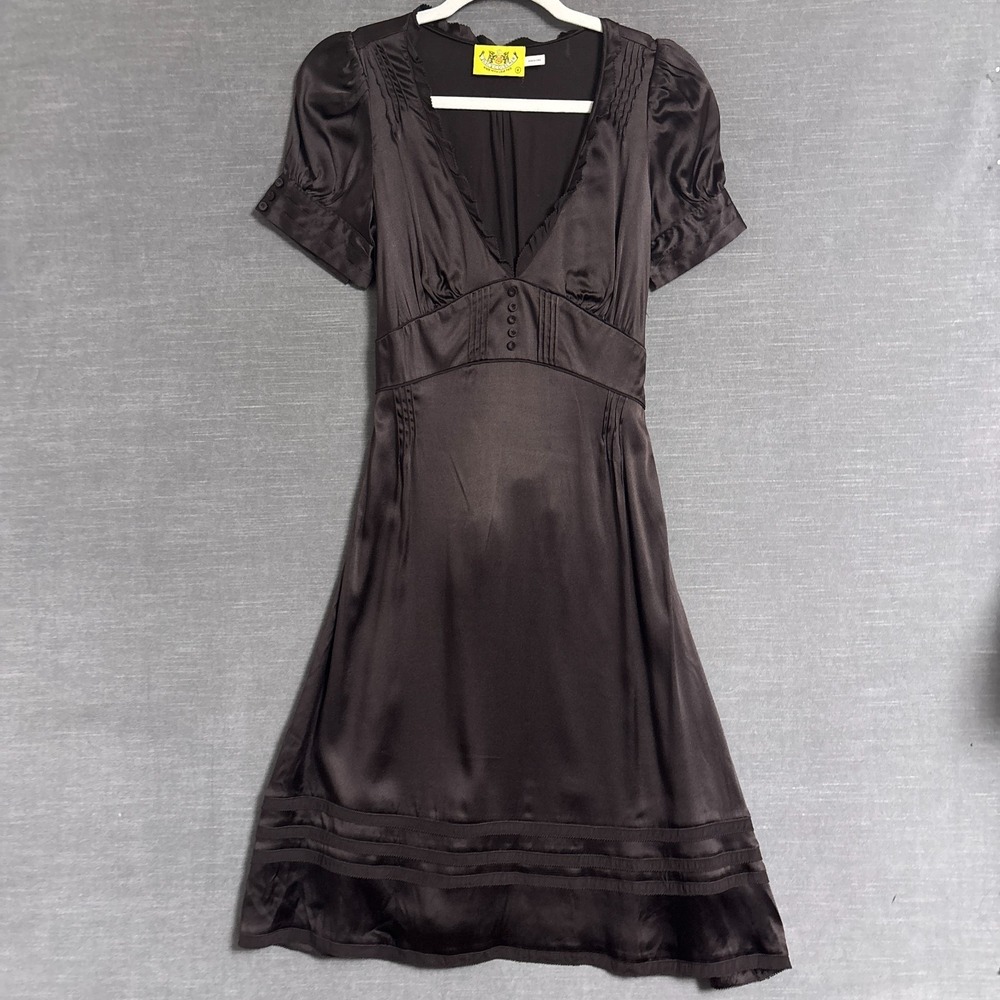Vintage Juicy Couture Dress 4 Chocolate Brown Silk Babydoll y2k 2000s Romantic